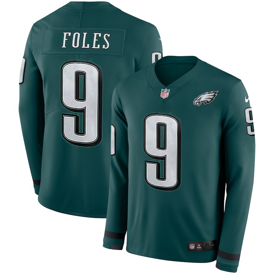 Men Philadelphia Eagles #9 Foles green Limited NFL Nike Therma Long Sleeve Jersey->women nfl jersey->Women Jersey